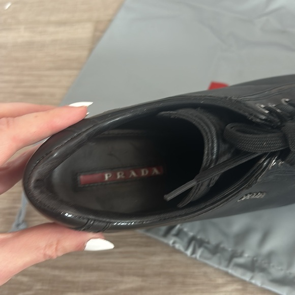 Prada women’s Black Leather wedge shoe - Picture 3 of 6